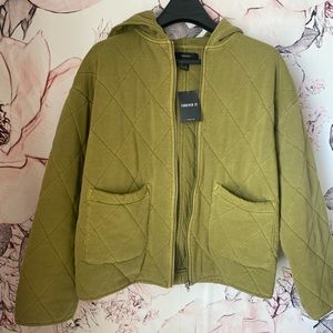 Forever 21 quilted oversized olive jacket (Free people dupe) NWT